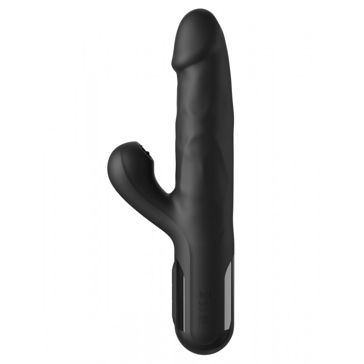 Черный силиконовый вибратор-кролик Sonix Silicone Thruster - 22 см.