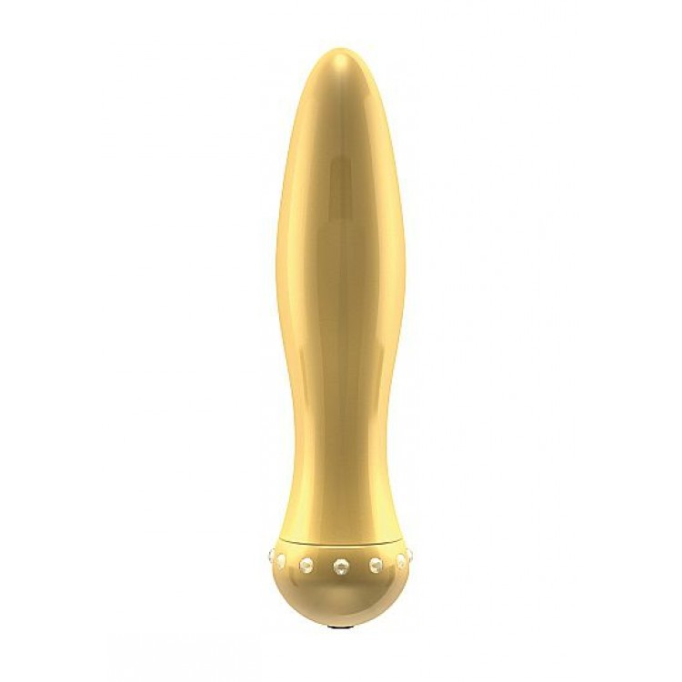 Вибратор-торпеда с кристалликами The Gem Gold - 16,6 см.