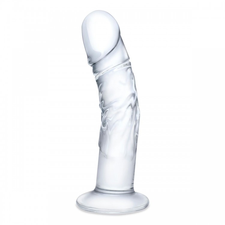 Стеклянный фаллоимитатор из стекла 7’’ Curved Realistic Glass Dildo With Veins - 15,9 см.