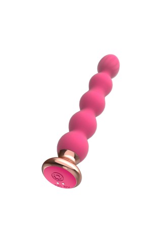 Розовый вибратор-ёлочка Mini Vibrator с пультом ДУ - 19 см.