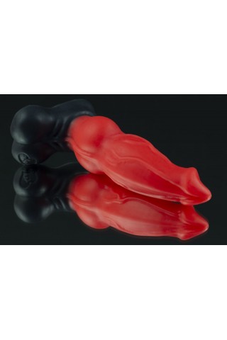 Красно-черный фаллоимитатор собаки "Дог mini" - 18 см.