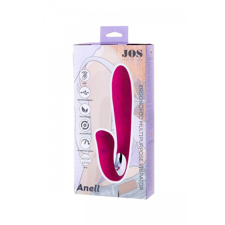 Розовый J-образный вибратор ANELL - 18,5 см.
