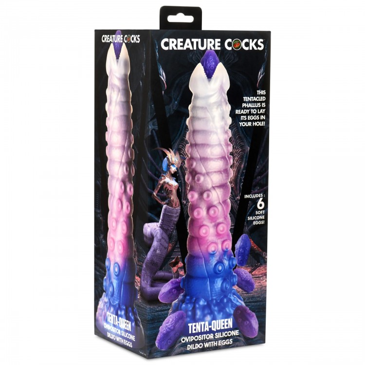 Фантазийный фаллоимитатор Tenta-Queen Ovipositor Silicone Dildo with Eggs - 29,2 см.