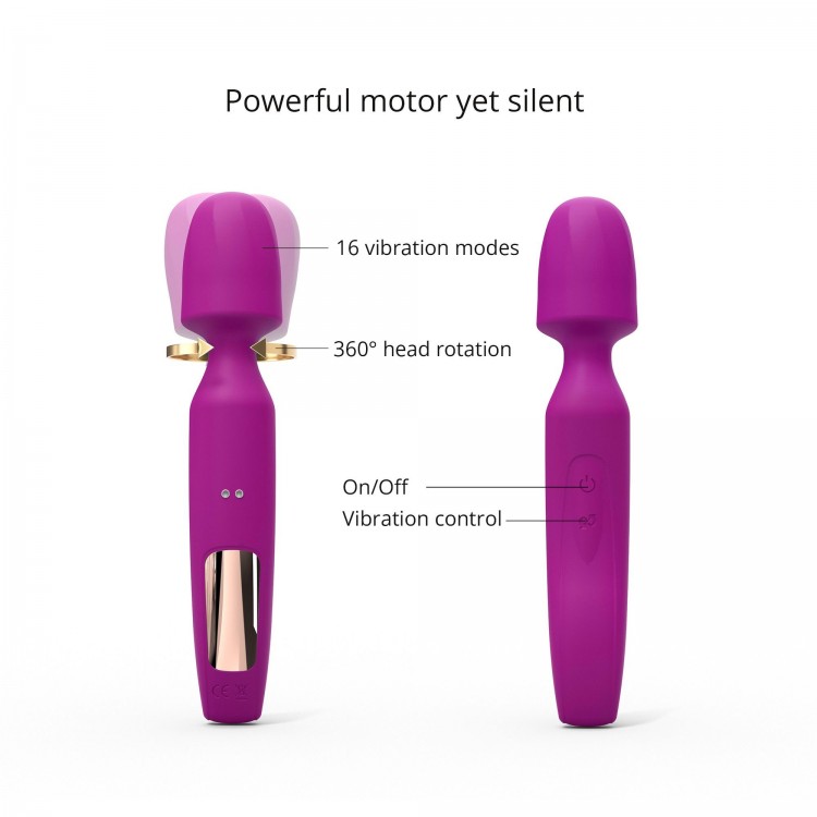 Лиловый вибратор с 2 сменными насадками R-Evolution Wand Vibrator with 2 Attachments