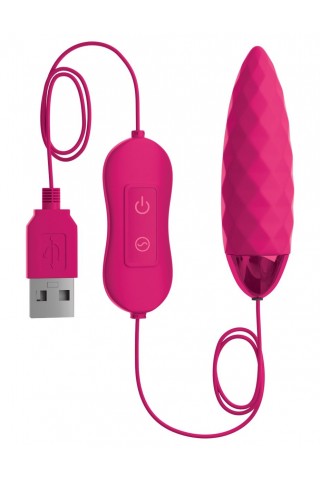 Розовая, рельефная, работающая от USB вибропуля Fun