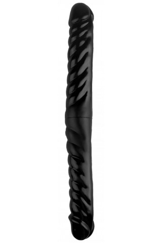 Черный двухсторонний спиралевидный фаллоимитатор - 43 см.