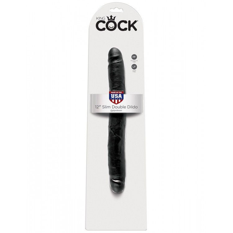 Чёрный двусторонний фаллоимитатор 12" Slim Double Dildo - 30 см. Чёрный двусторонний фаллоимитатор 12" Slim Double Dildo - 30 см.