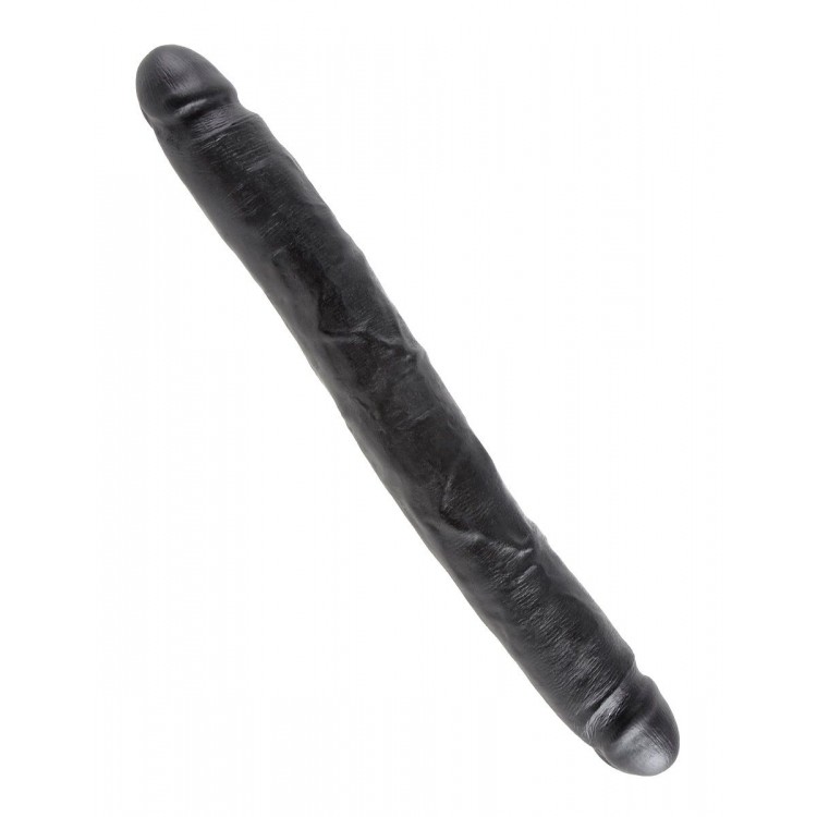 Чёрный двусторонний фаллоимитатор 12" Slim Double Dildo - 30 см.