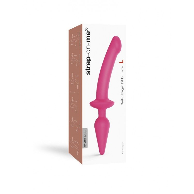 Розовый двусторонний фаллоимитатор Strap-On-Me Dildo Plug-In Switch size S