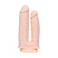 Телесный анально-вагинальный вибратор RealStick Silicone Jason M - 18 см.