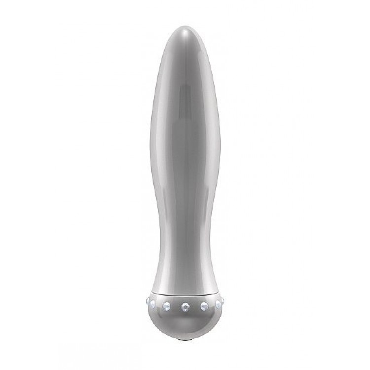 Вибратор-торпеда с кристалликами The Gem Silver - 16,6 см.