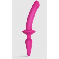 Розовый двусторонний фаллоимитатор Strap-On-Me Dildo Plug-In Switch size S