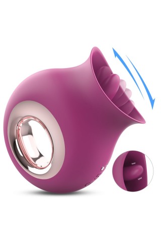Фиолетовый клиторальный вибромассажёр с подвижным язычком