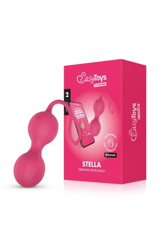 Розовые интерактивные вагинальные виброшарики Stella