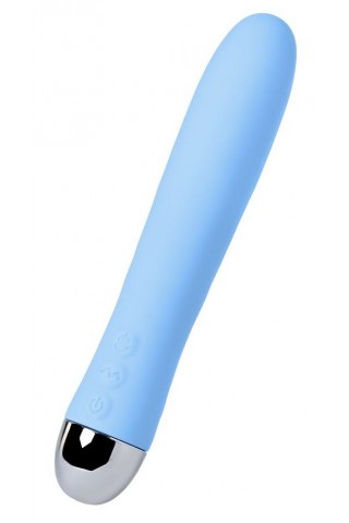 Голубой силиконовый вибратор с функцией нагрева и пульсирующими шариками FAHRENHEIT - 19 см.