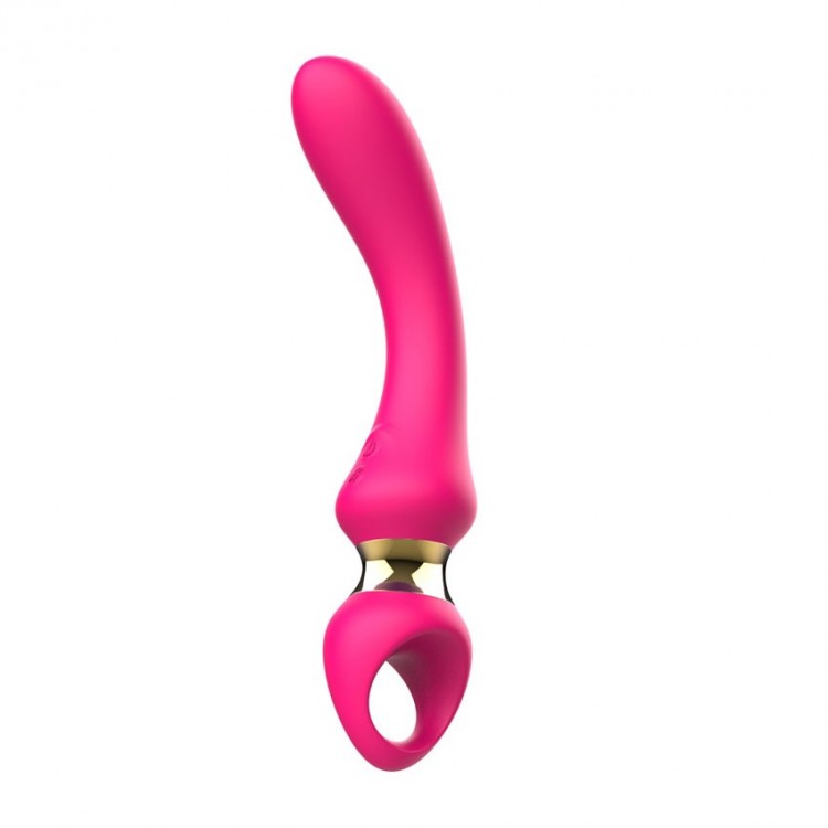 Розовый изогнутый вибромассажер Moon Vibrator - 21,1 см.