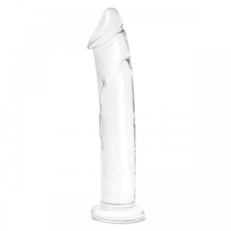 Большой стеклянный стимулятор 12’’ Glass Dildo With Veins & Flat Base - 28 см.