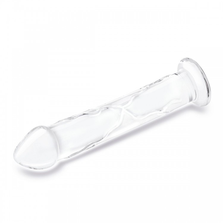 Большой стеклянный стимулятор 12’’ Glass Dildo With Veins & Flat Base - 28 см.