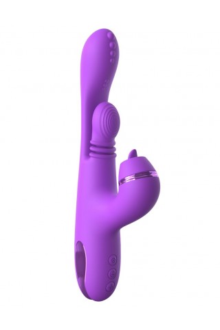 Фиолетовый вибратор с тройной стимуляцией Intimotion Pulse Pro - 24 см.