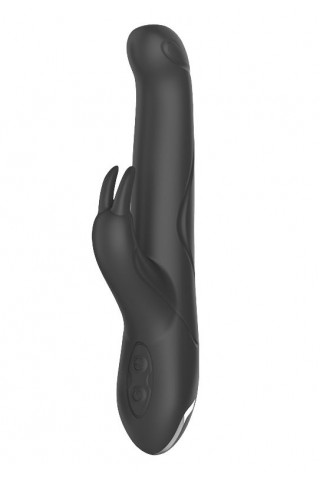 Черный перезаряжаемый вибратор Pleaser Rabbit - 23 см.