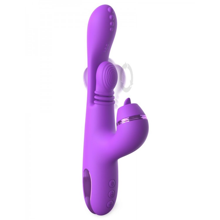 Фиолетовый вибратор с тройной стимуляцией Intimotion Pulse Pro - 24 см.