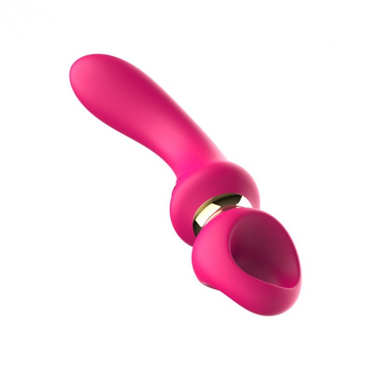 Розовый изогнутый вибромассажер Moon Vibrator - 21,1 см.