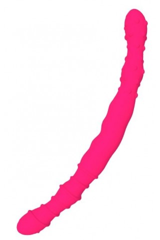 Розовый двусторонний фаллоимитатор SILICONE DOUBLE DONG - 33,5 см.