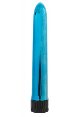 Голубой классический вибратор - 18 см.