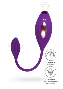 Фиолетовый вакуумный стимулятор клитора Ginny с виброяйцом