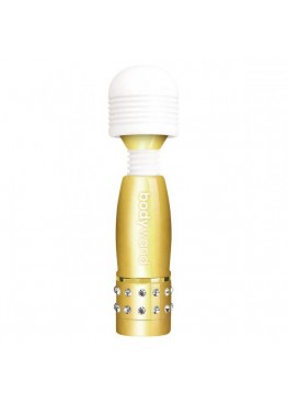 Золотистый жезловый мини-вибратор с кристаллами Mini Massager Gold Edition