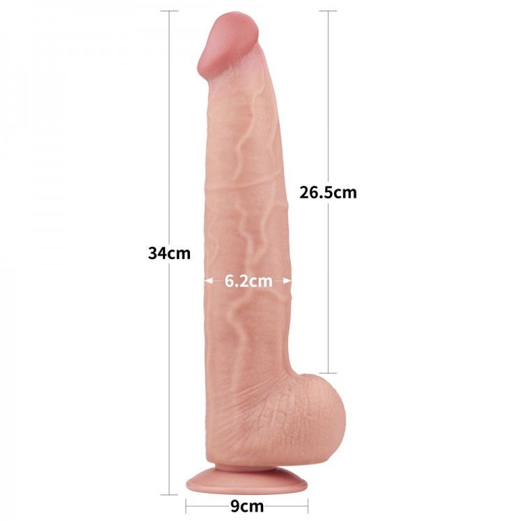 Телесный фаллоимитатор 13.5 King Sized Sliding Skin Dual Layer Dong - 34 см.