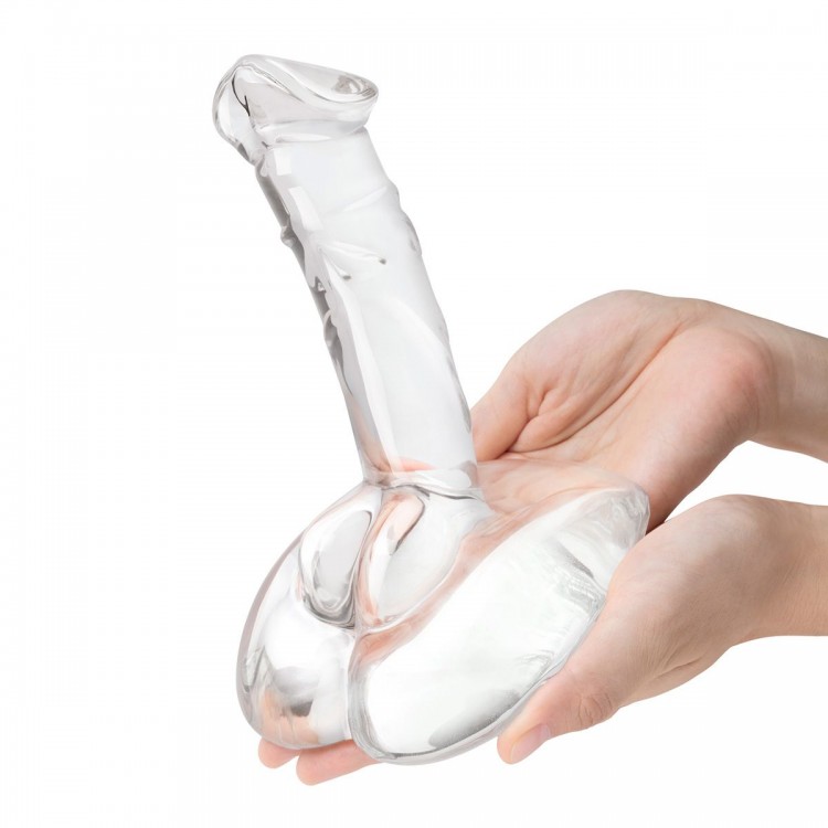 Стеклянный фаллоимитатор на подставке 7,5’’ Rideable Standing Glass Cock With Stability Base - 19 см.