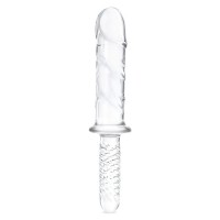 Стеклянный фаллоимитатор с рукоятью 11’’ Girthy Cock Double Ended With Handle - 28 см.