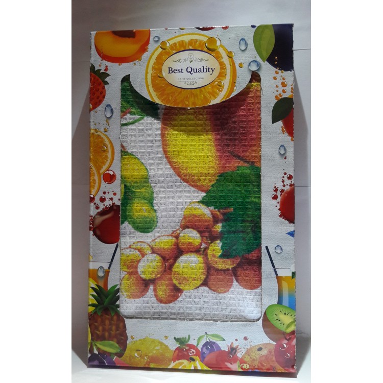 Полотенце 40x75 вафельное "Фрукты", Иваново
