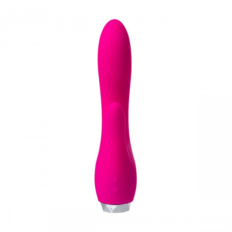 Розовый вибратор с клиторальным стимулятором L EROINA - 18 см.