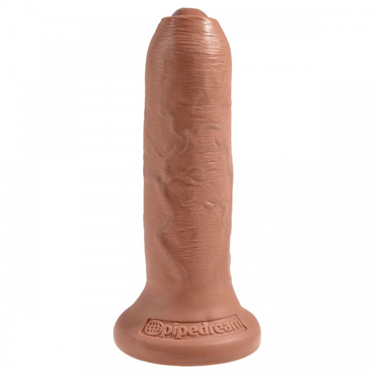 Кофейный необрезанный фаллоимитатор на присоске 6" Uncut Cock - 16,5 см.