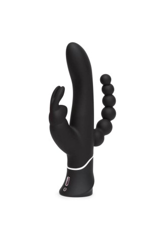 Черный перезаряжаемый вибратор Triple Curve Rechargeable Rabbit Vibrator - 25,4 см.