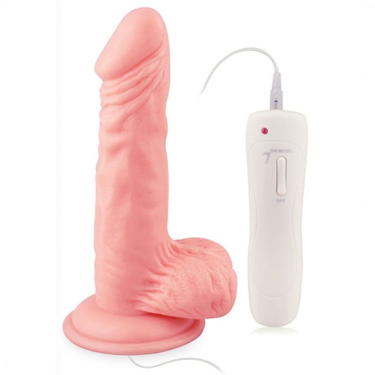 Телесный вибратор 7 Vibrating Dong with Vibrating Balls - 16 см.