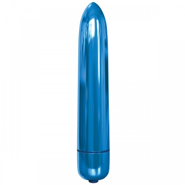 Голубая гладкая вибропуля Rocket Bullet - 8,9 см.