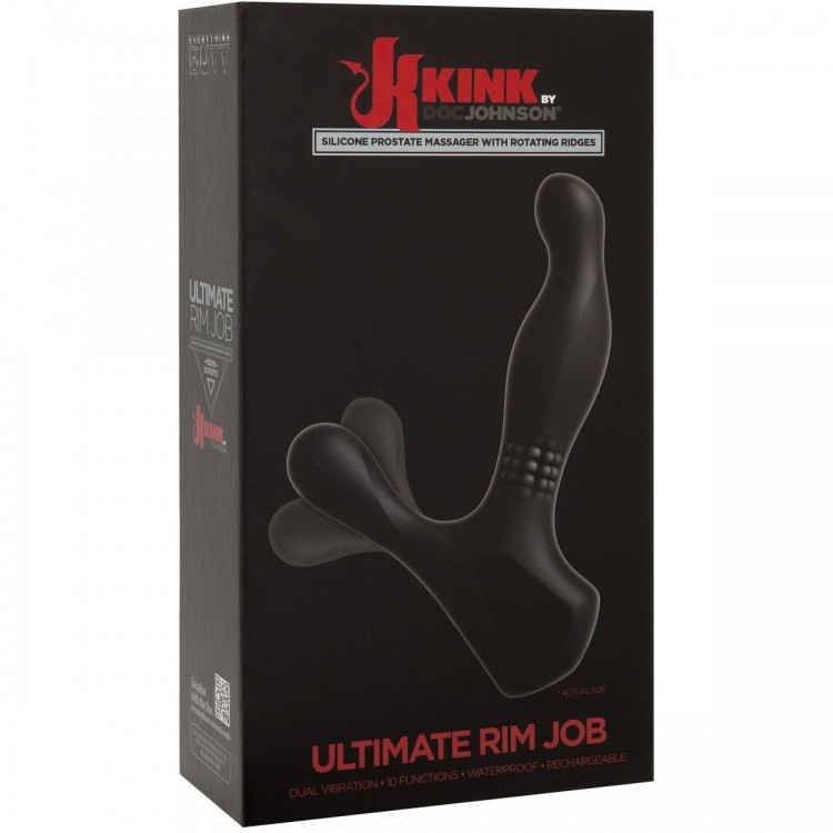 Черный вибромассажер простаты с функцией римминга Ultimate Rim Job - 13,9 см.