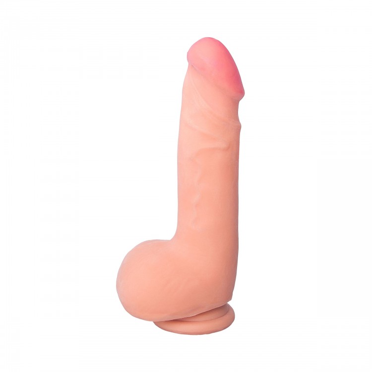 Телесный вибратор REALSTICK ELITE VIBRO с пультом ДУ - 19 см.