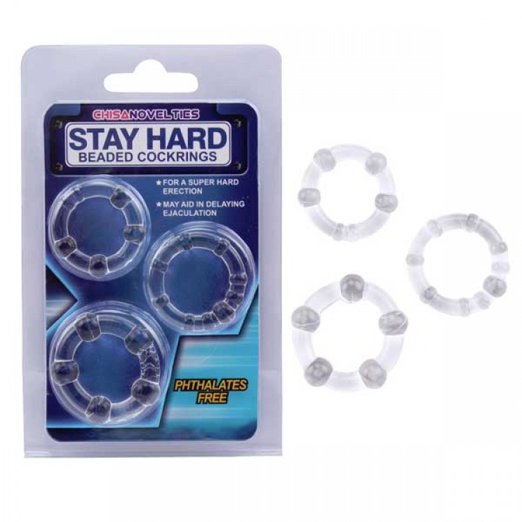 Набор из 3 прозрачных стимулирующих колец Beaded Cock Rings