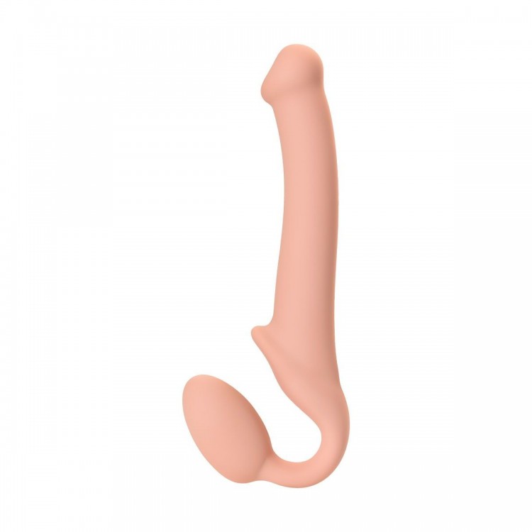 Телесный безремневой страпон Silicone Bendable Strap-On M