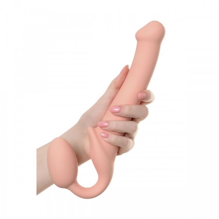 Телесный безремневой страпон Silicone Bendable Strap-On M