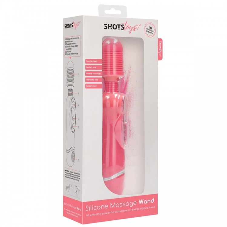 Розовый универсальный массажер Silicone Massage Wand - 20 см.