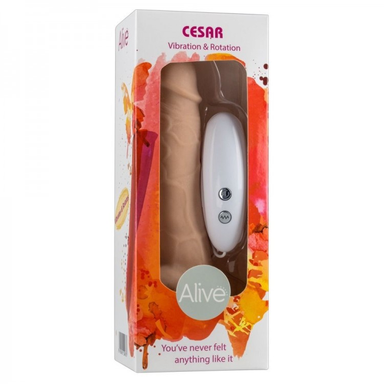 Телесный вибратор-ротатор на присоске Cesar Vibrator & Rotator - 17,5 см.