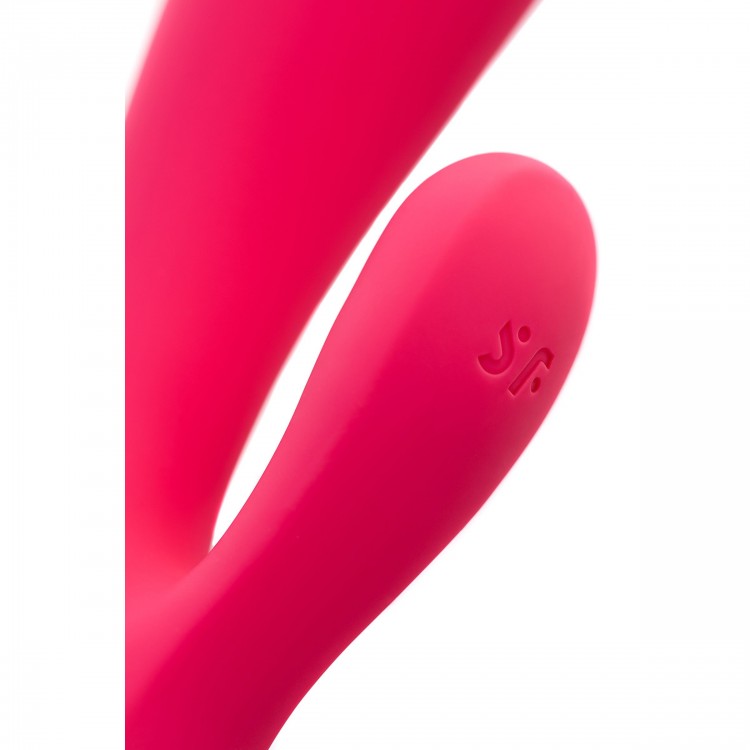 Красный вибратор-кролик Satisfyer Mono Flex с управлением через приложение - 20,4 см.