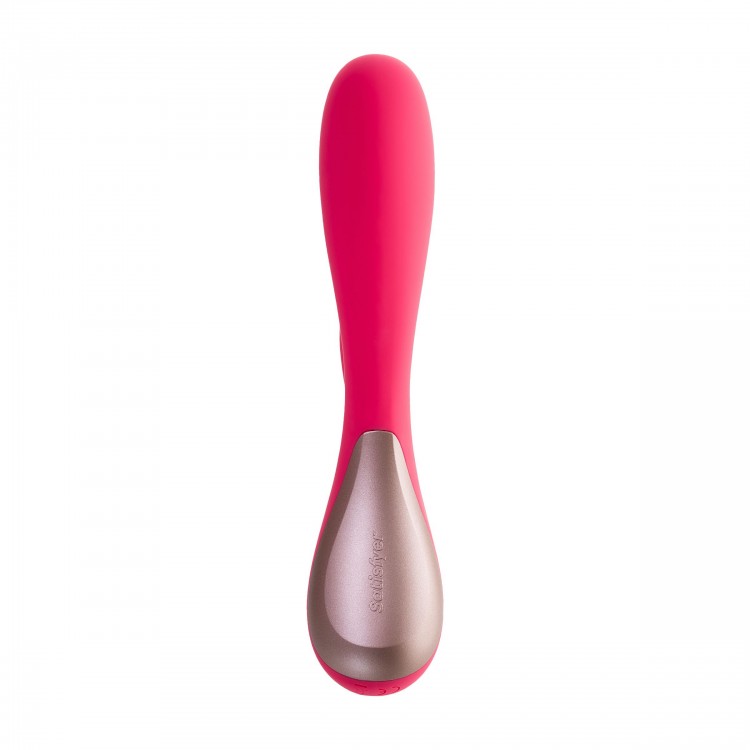 Красный вибратор-кролик Satisfyer Mono Flex с управлением через приложение - 20,4 см.