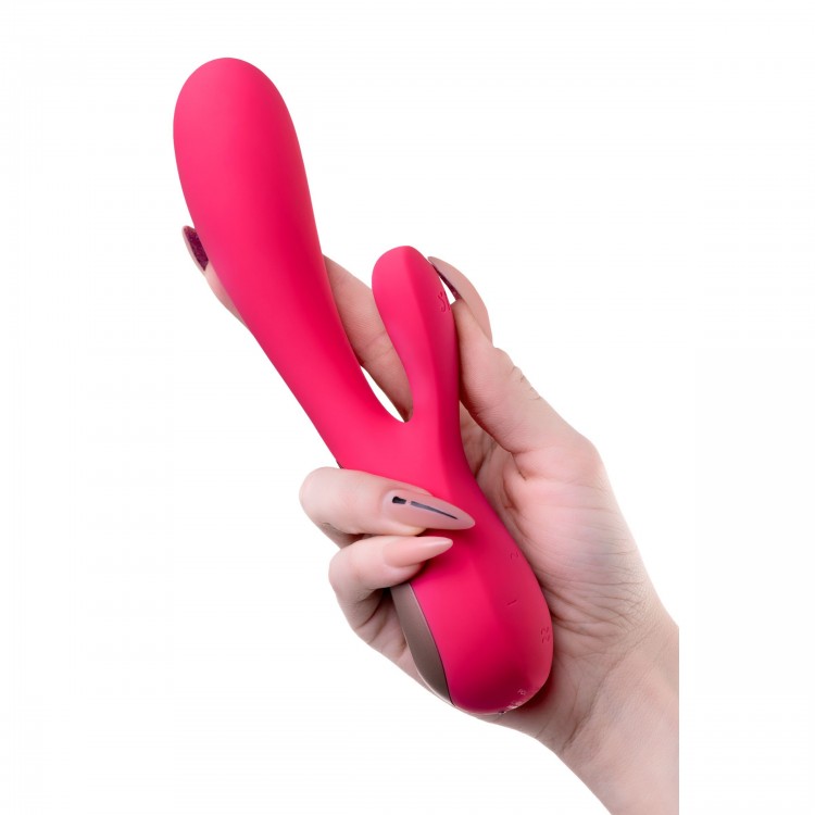 Красный вибратор-кролик Satisfyer Mono Flex с управлением через приложение - 20,4 см.