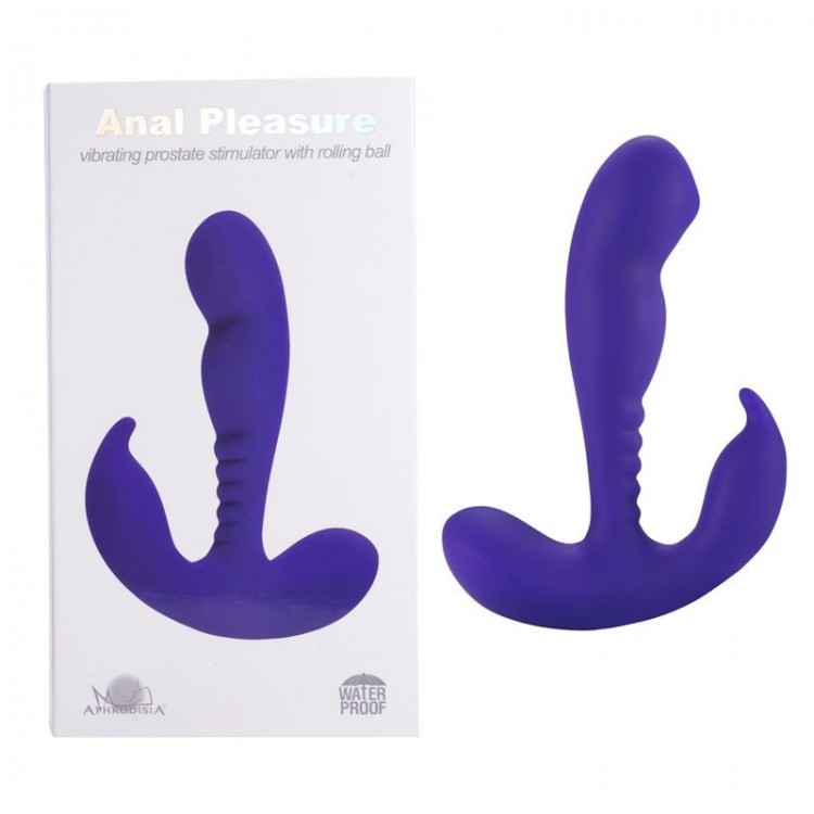 Фиолетовый стимулятор простаты Anal Vibrating Prostate Stimulator with Rolling Ball - 13,3 см.
